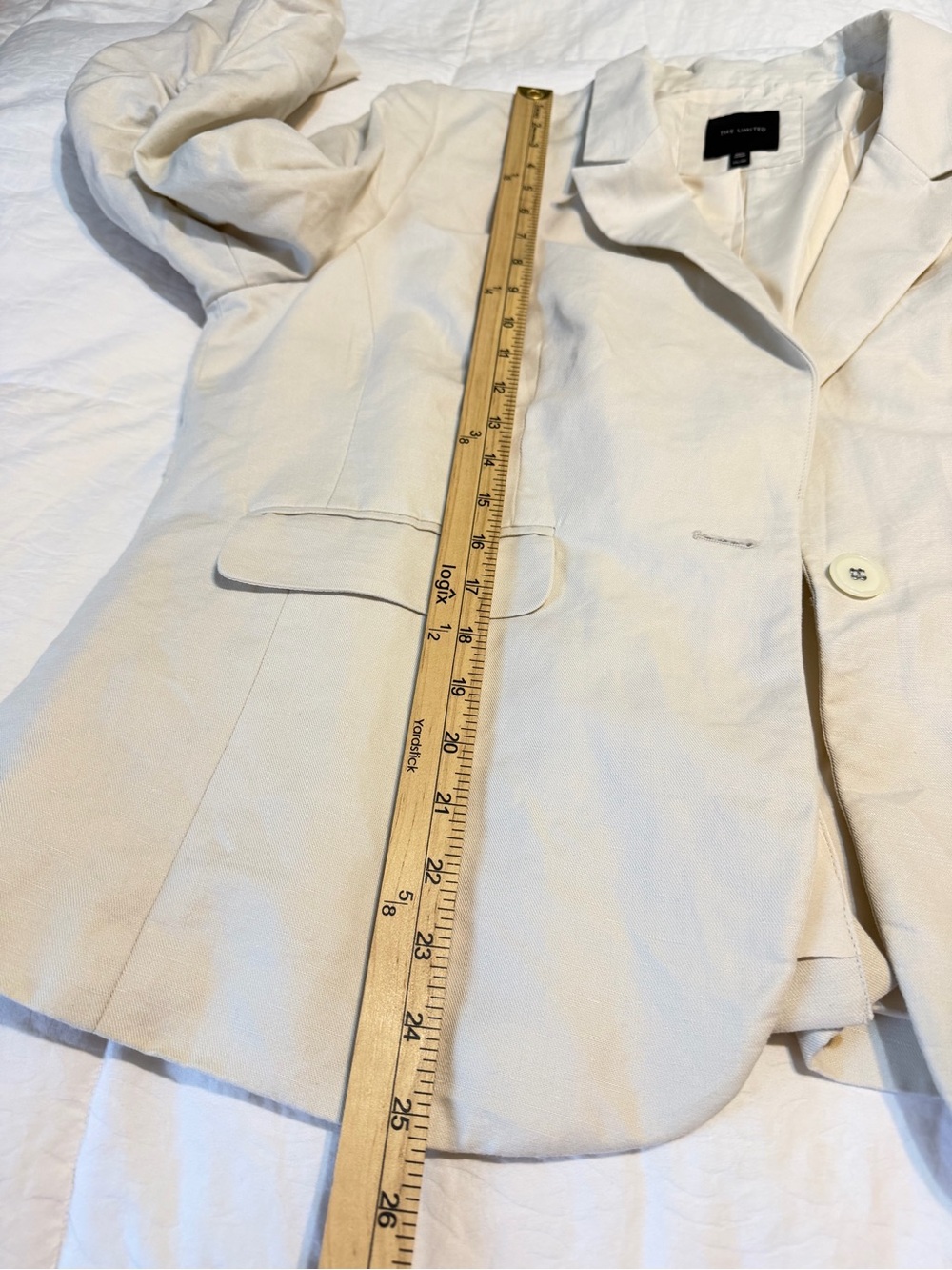 The Limited Linen Blend Blazer XXL Beige Ruched Sleeve - Picture 9 of 10